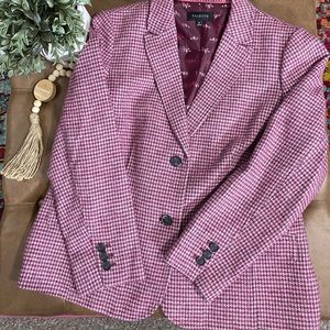 Talbots Fuchsia Plaid Shetland Wool Blazer 16